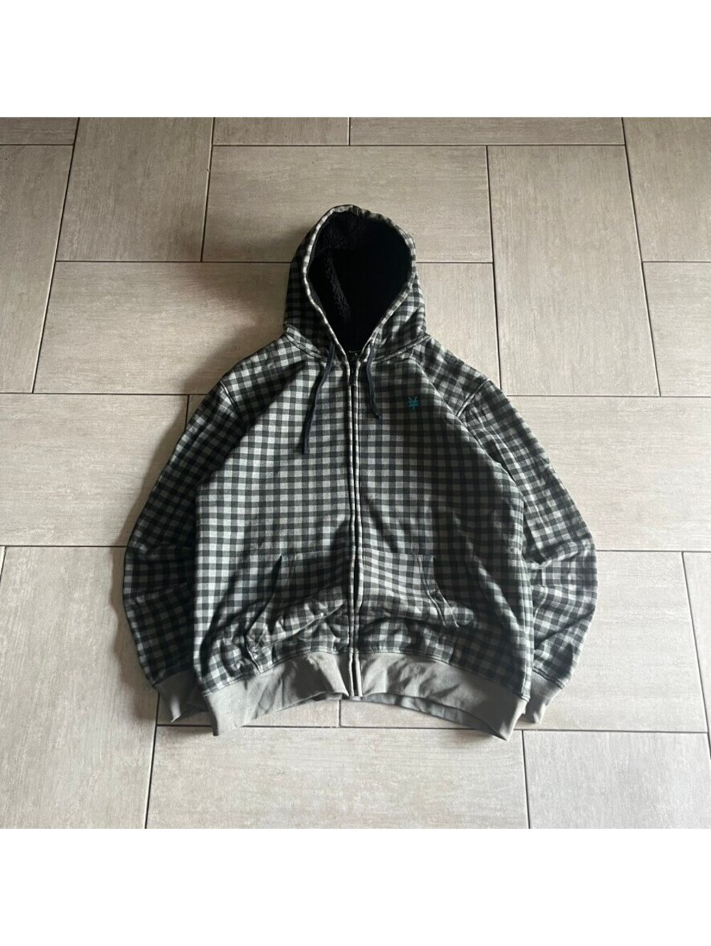 Zoo York Men's Checkered Full Zip Hoodie XL Streetwear